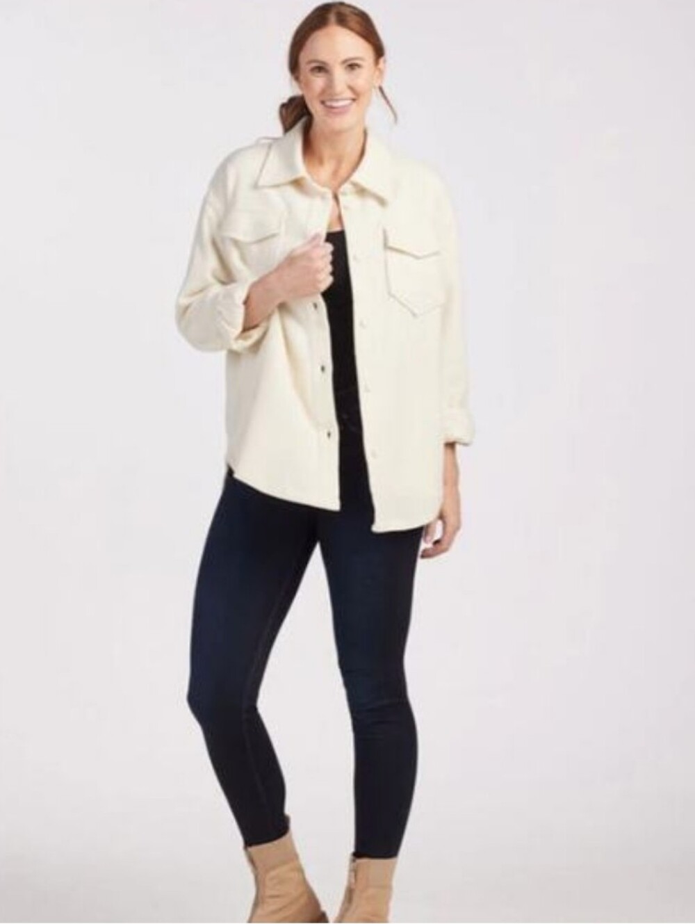 Woolx Sawyer Merino Wool Shacket Shirt Jacket Thick Cozy Sweet Cream Size L LN